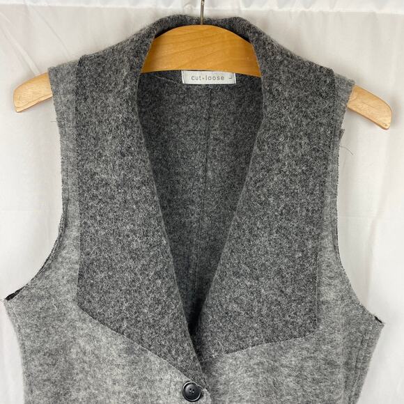 Cut Loose Lapel Collar Wool Vest Made in USA Lava Gray 3985315 Women's Size L - Picture 2 of 10